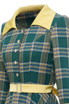 Vintage Green Plaid Fall Dress