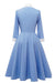 Vintage Blue A-Line Dress with Bow Tie