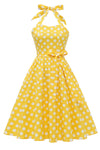 Vintage Yellow Polka Dot Pin Up Dress