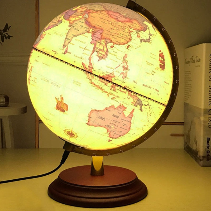 Globe terrestre vintage éducatif à lumière • Vintage Univers