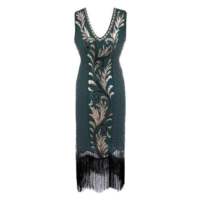 Green and Gold Gatsby Spirit Dress