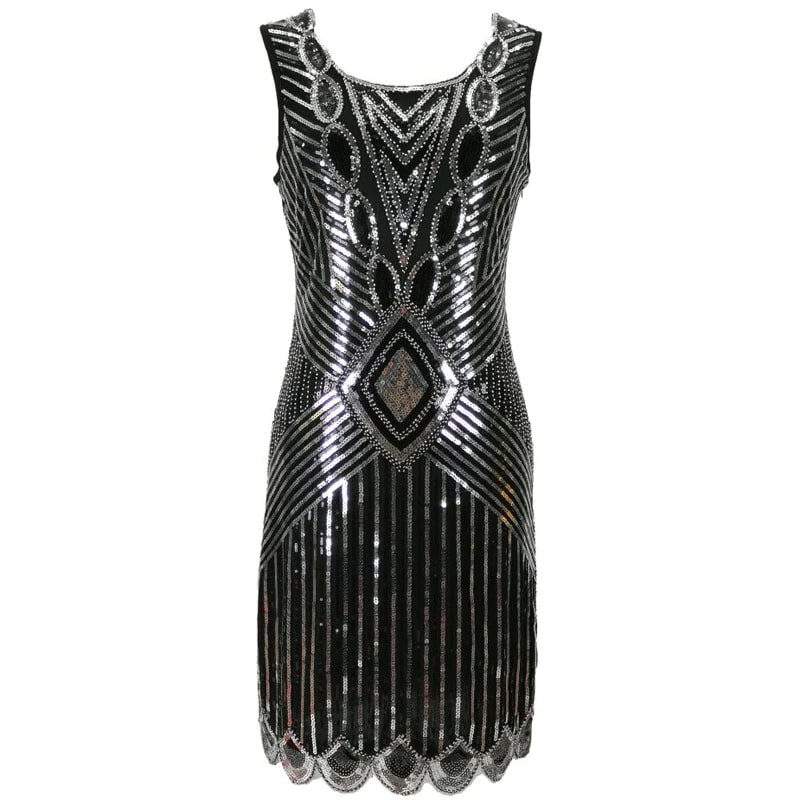 Short Black and Silver Gatsby Dress