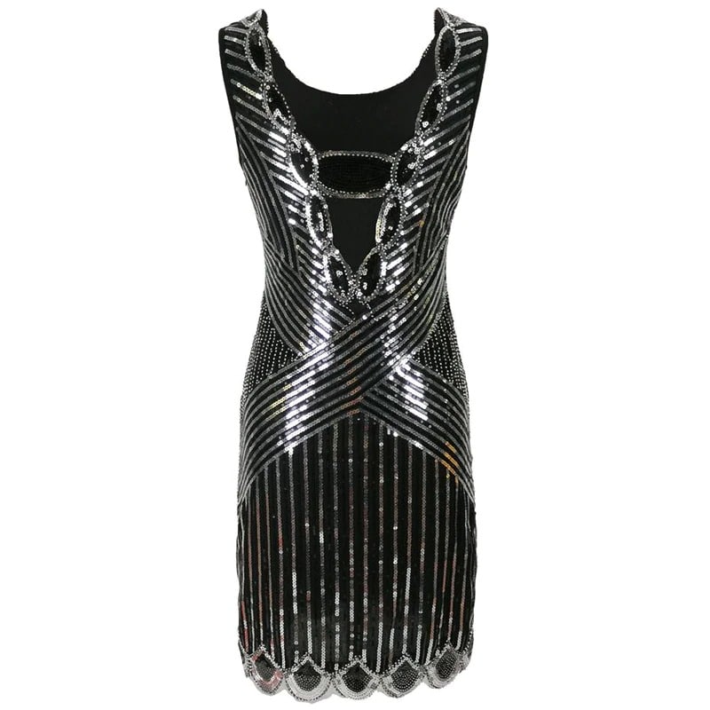 Short Black and Silver Gatsby Dress