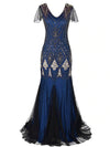 Robe Gatsby Longue Haute Couture Bleue