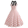 Robe Vintage Pin-Up Blanche Pois Rouges